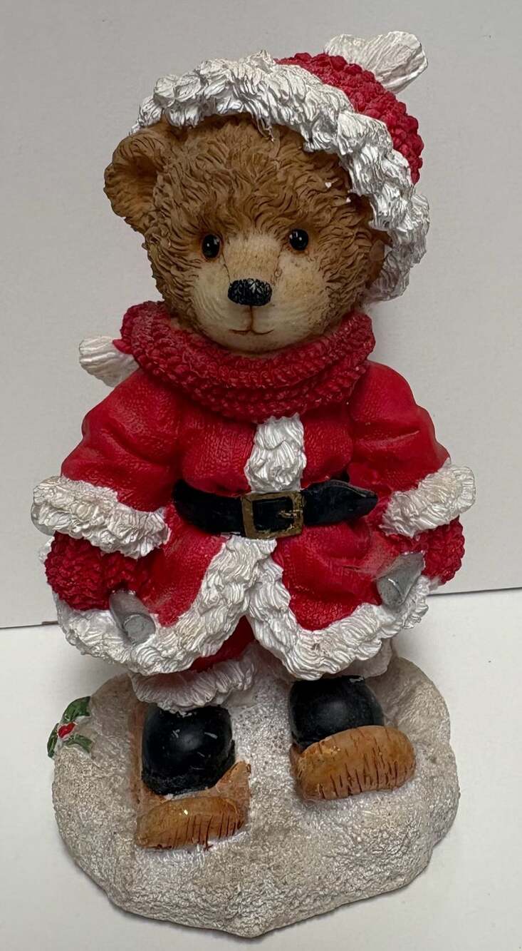 Cherished Teddies Nickolas Santa Bear Figurine Skiing